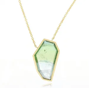 18k Yellow Gold Freeform Bi-Color Tourmaline Necklace