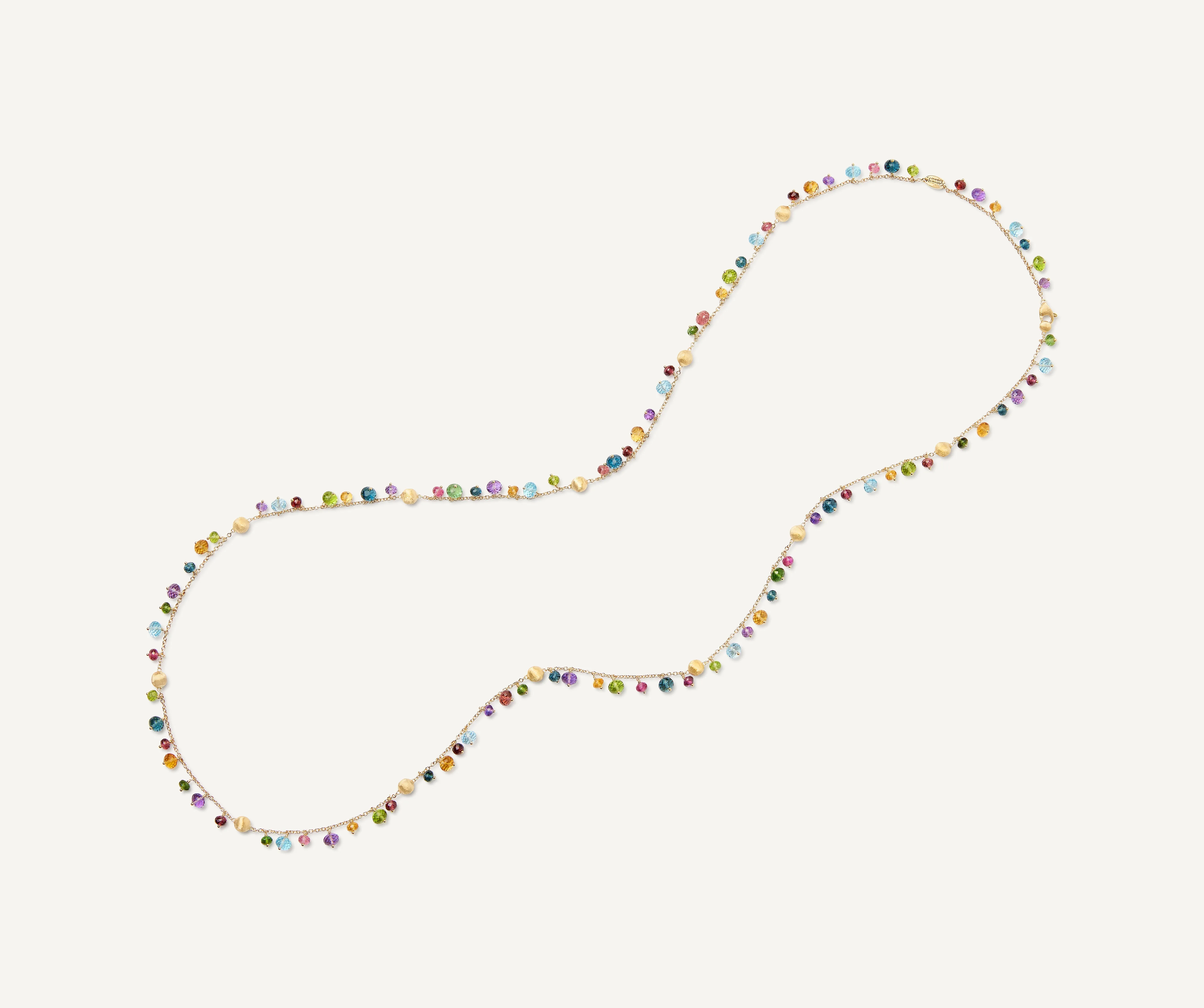 18K Yellow Gold Mixed Gemstone Long Necklace