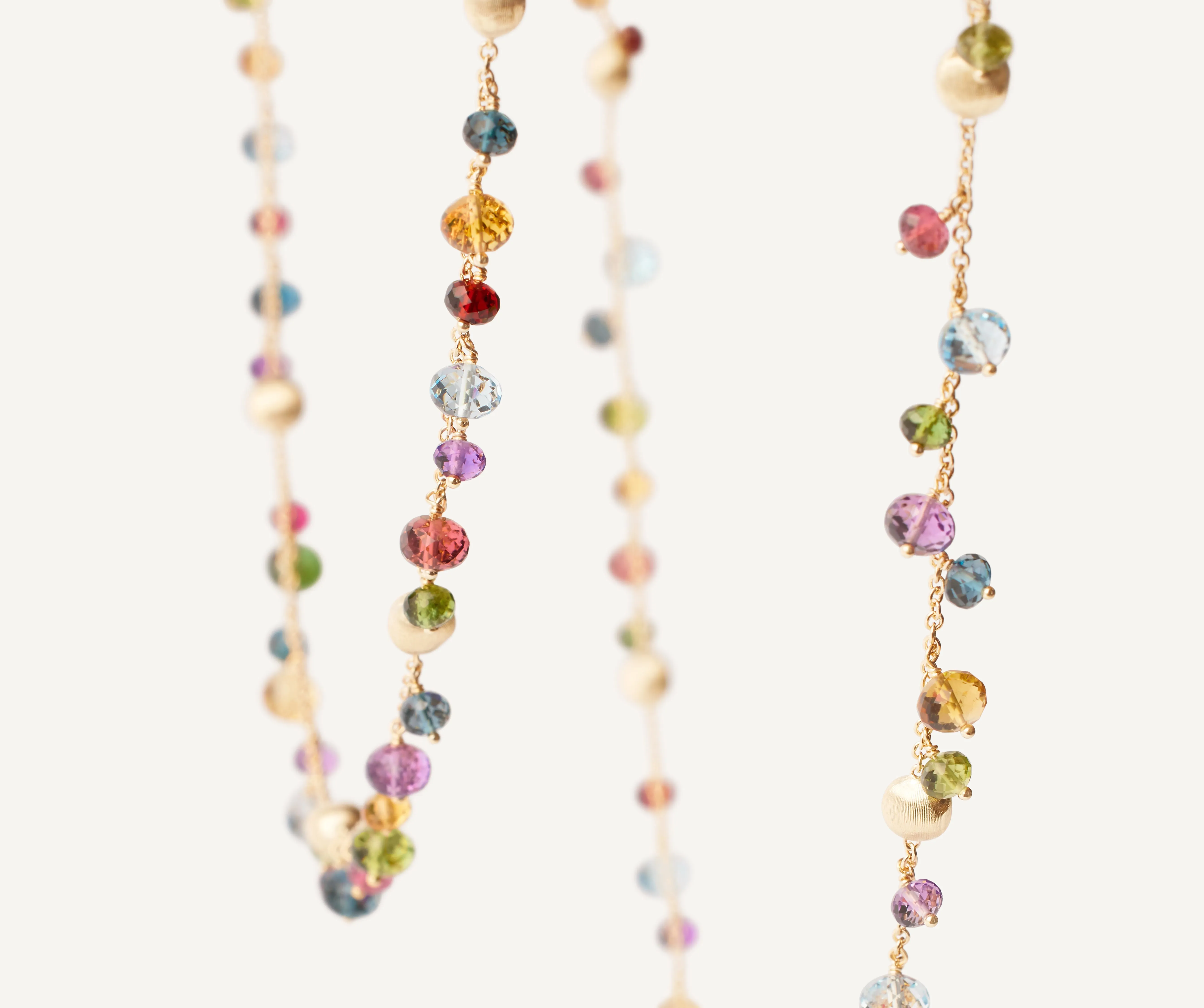 18K Yellow Gold Mixed Gemstone Long Necklace