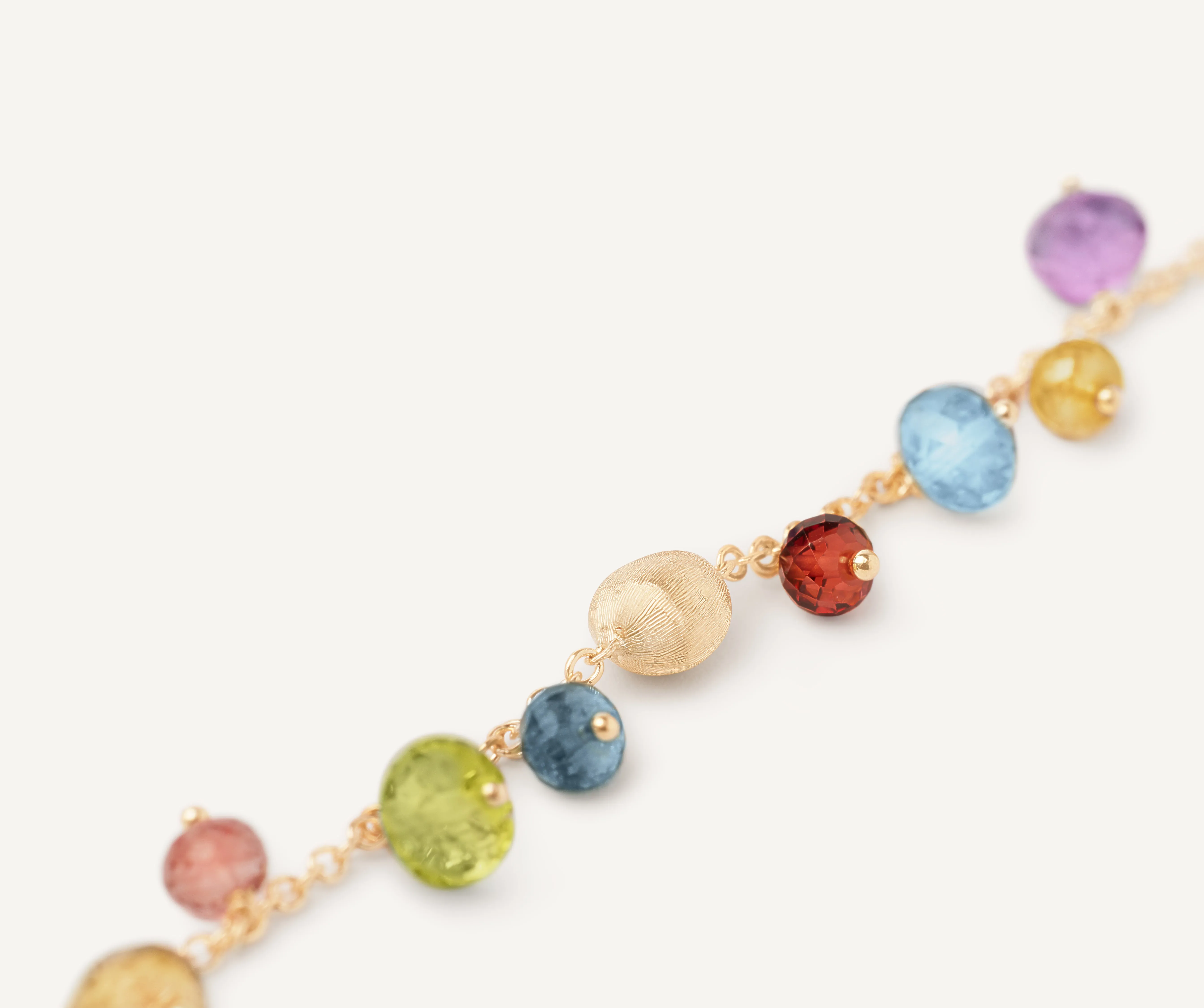 18K Yellow Gold Single-Strand Mixed Gemstone Bracelet