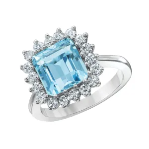 18KW AQUAMARINE RING