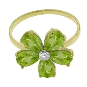 2.22 Carat 14K Solid Yellow Gold Change Is Good Peridot Diamond Ring