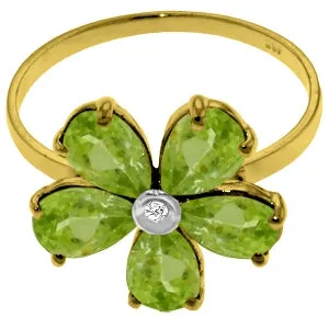 2.22 Carat 14K Solid Yellow Gold Change Is Good Peridot Diamond Ring