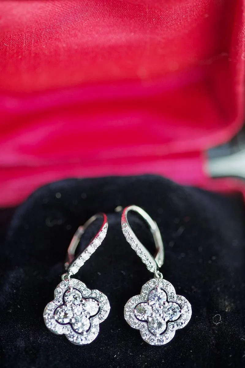 2.55 Carat Total Weight Diamond Platinum Earrings