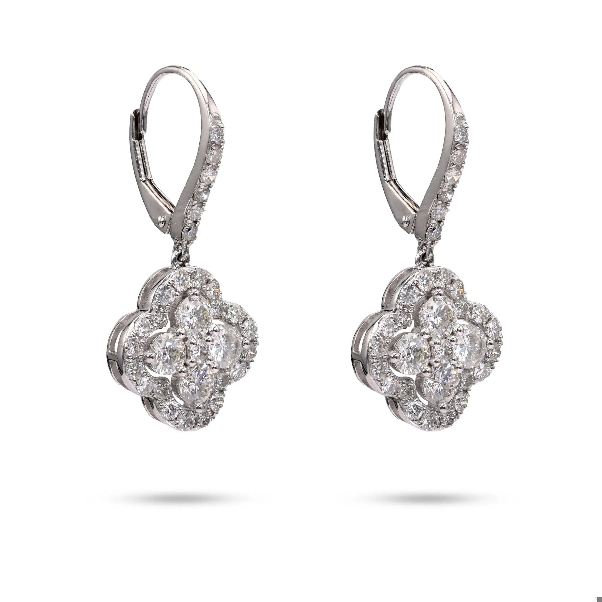 2.55 Carat Total Weight Diamond Platinum Earrings