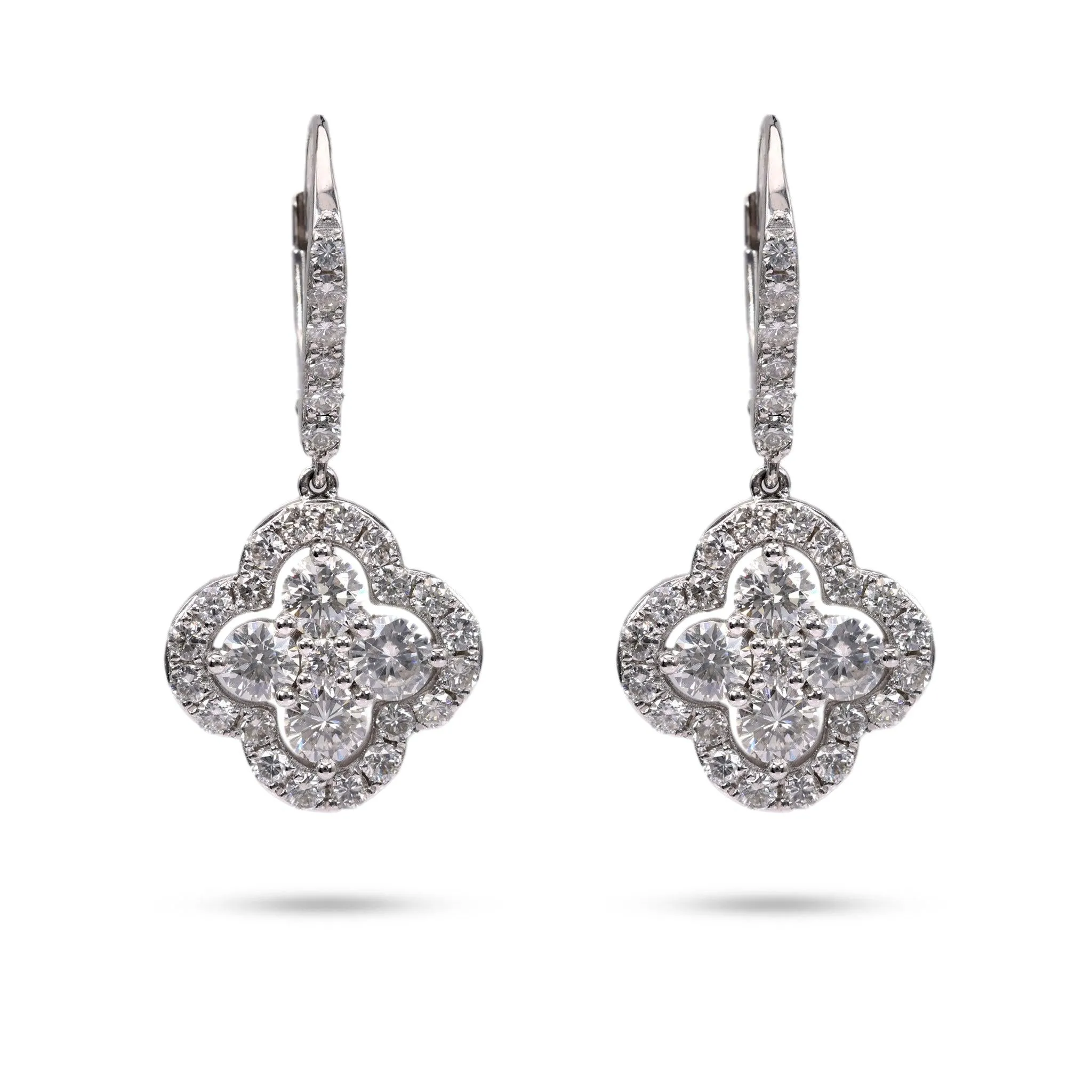 2.55 Carat Total Weight Diamond Platinum Earrings