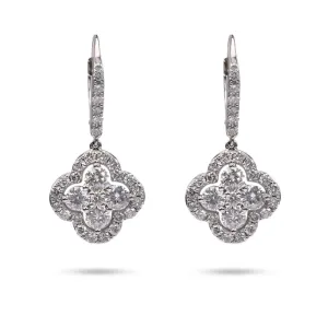 2.55 Carat Total Weight Diamond Platinum Earrings