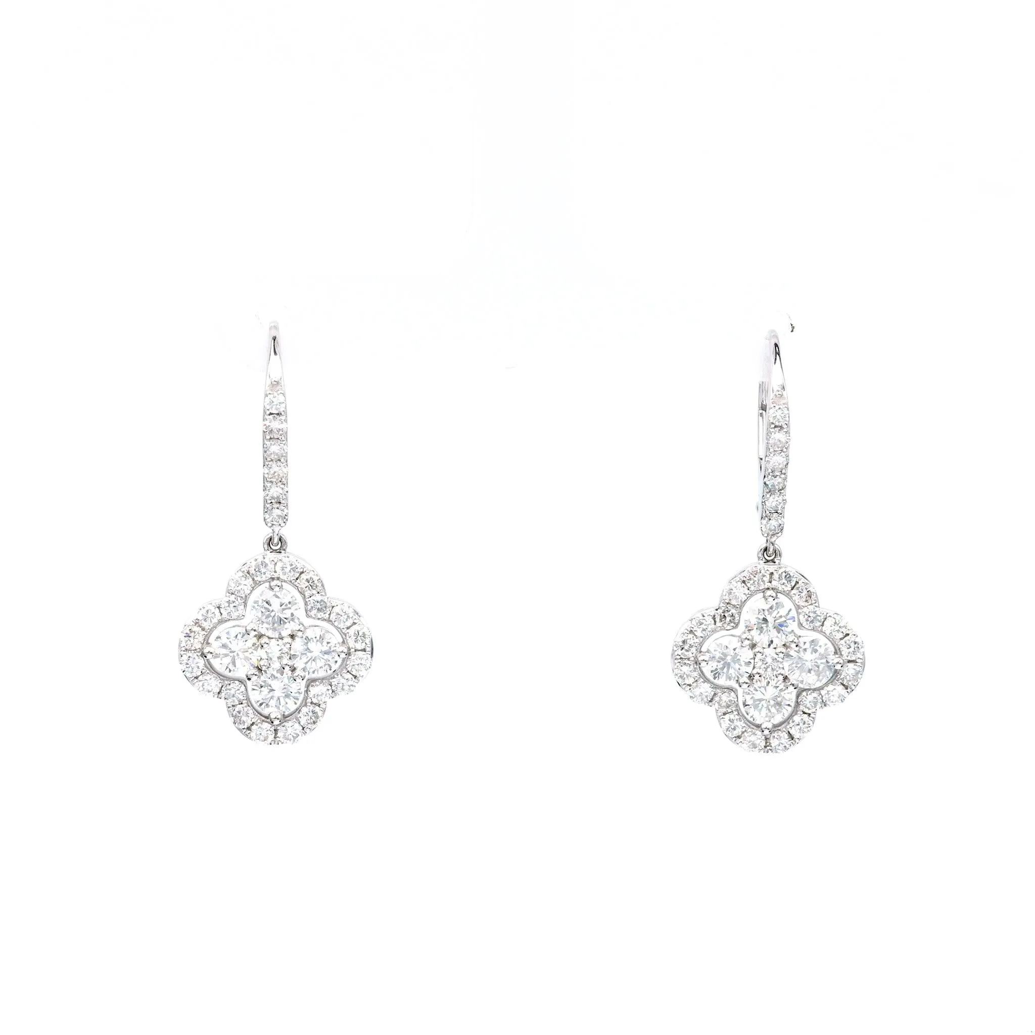 2.55 Carat Total Weight Diamond Platinum Earrings