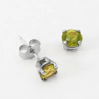 3mm, 4mm or 5mm Round Mesa Verde® Peridot Stud Earrings in Sterling Silver
