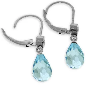 4.53 Carat 14K Solid White Gold Bundle Of Love Blue Topaz Diamond Earrings