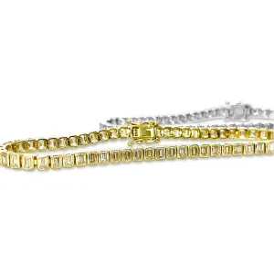 5.82ctw Emerald Cut Diamond Bezel-Set Tennis Bracelet in 14k Yellow Gold