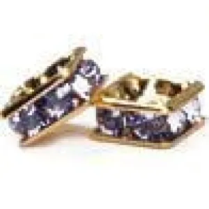 8mm Gold Plate Squaredell - Tanzanite (Sold by the piece)