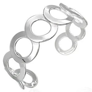 925 Sterling Silver Circle Womens Open End Cuff Bangle Bracelet