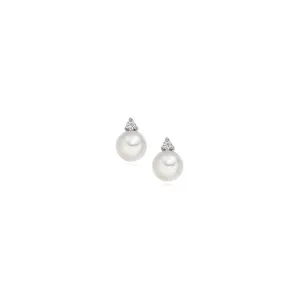 9ct white Gold Pearl Diamond stud earrings