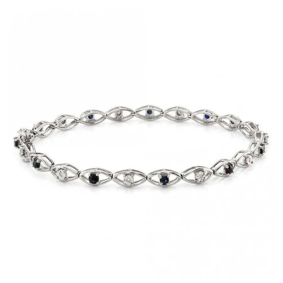 9ct White Gold Sapphire & Diamond Bracelet