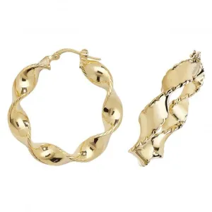 9CT Yellow Gold 20mm Diamond-Cut Hoop Earrings ER203N