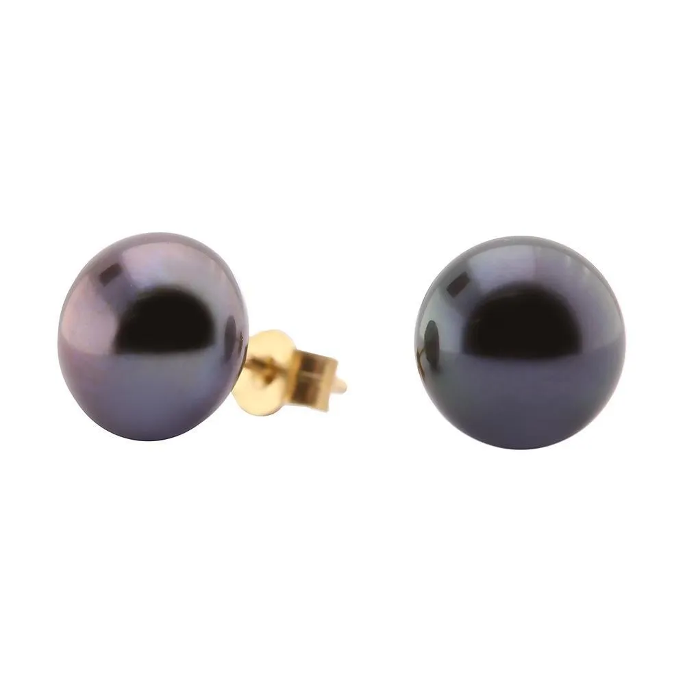 9ct yellow gold 7mm peacock pearl stud earrings