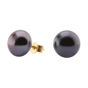 9ct yellow gold 7mm peacock pearl stud earrings