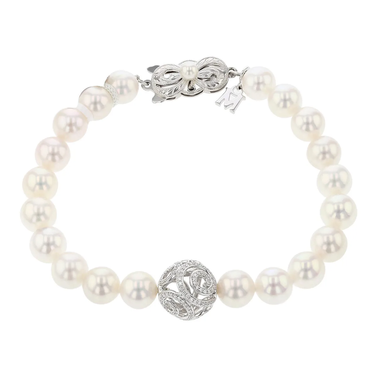 Akoya Pearl and Diamond Classic Embrace Bracelet