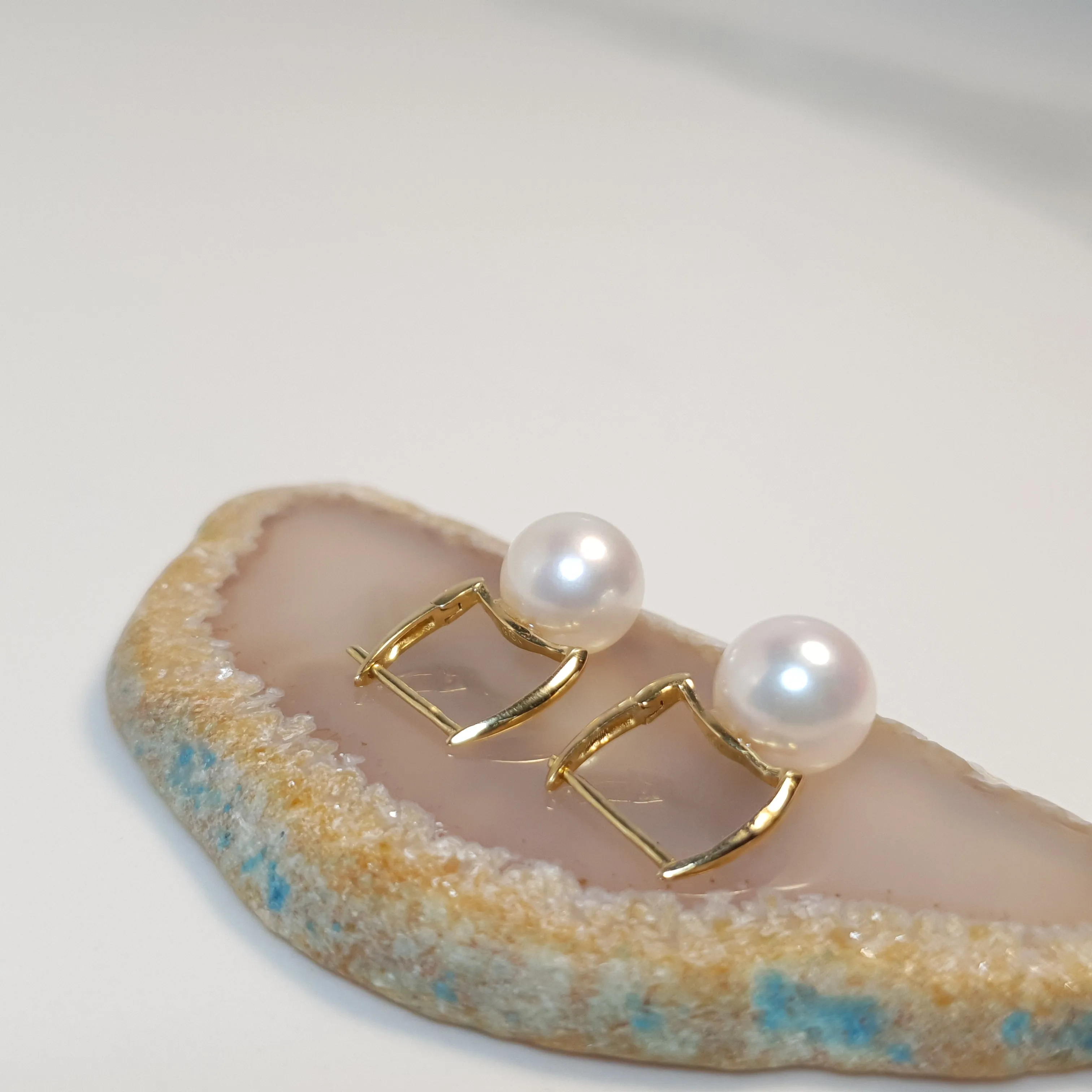 Akoya Pearl Earrings, Yellow Gold