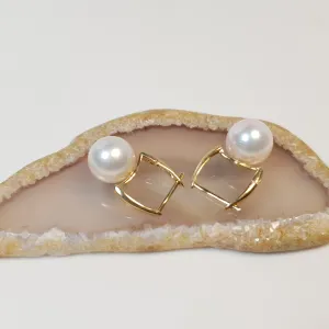 Akoya Pearl Earrings, Yellow Gold