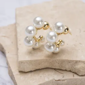 Amelia 14k gold plated pearl hoop earrings