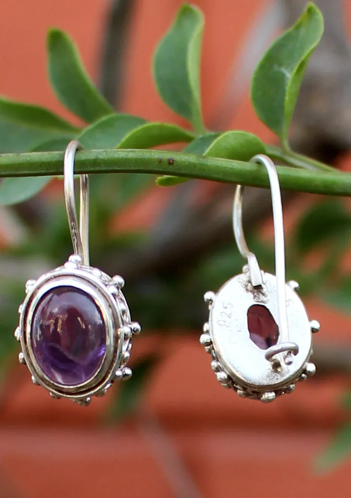 Amethyst Inlaid Silver Sterling Earrings