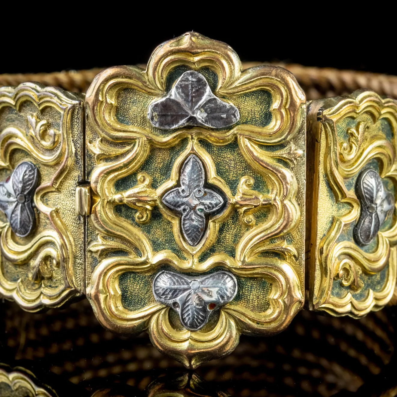 Antique Georgian Hair Bracelet Gold Silver Clasp