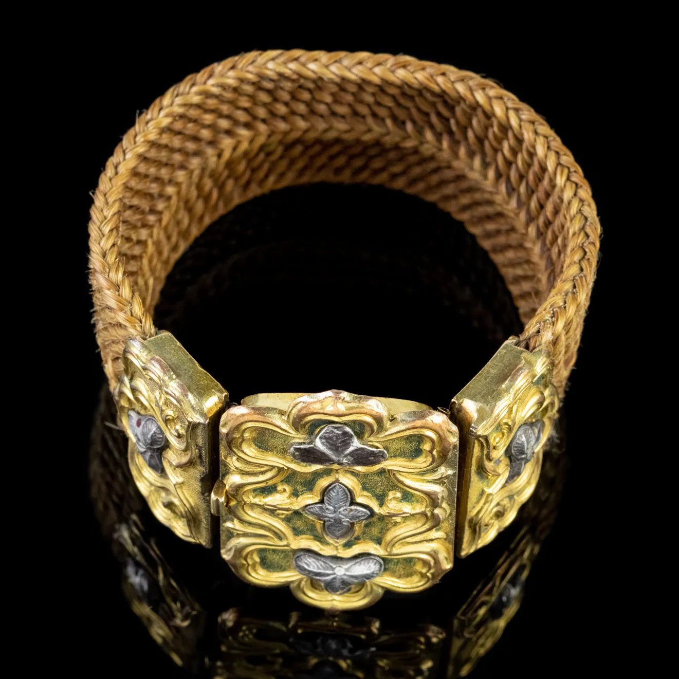 Antique Georgian Hair Bracelet Gold Silver Clasp