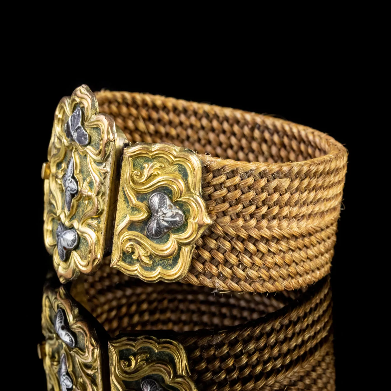 Antique Georgian Hair Bracelet Gold Silver Clasp