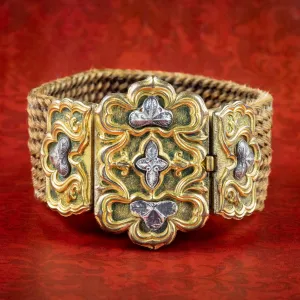 Antique Georgian Hair Bracelet Gold Silver Clasp