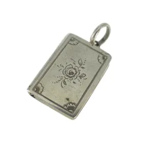 Antique silver Miniature Book Locket Charm