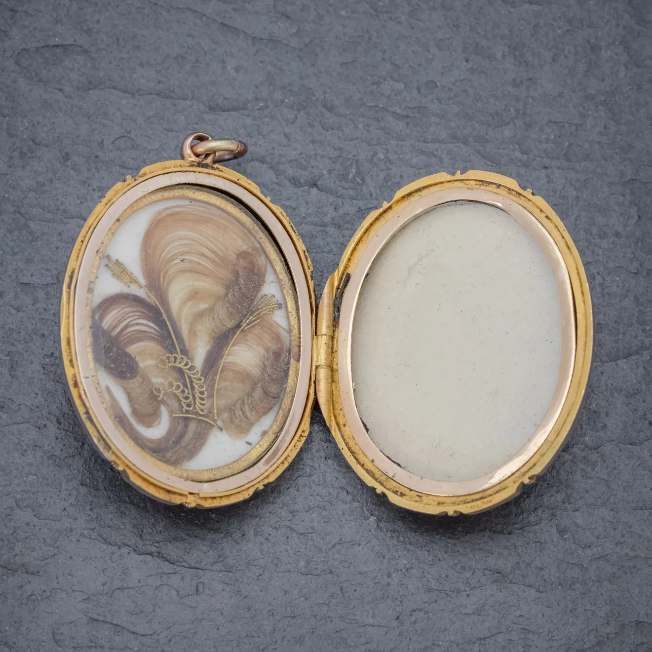 Antique Victorian 18Ct Gold Locket Mourning Hair Circa 1860