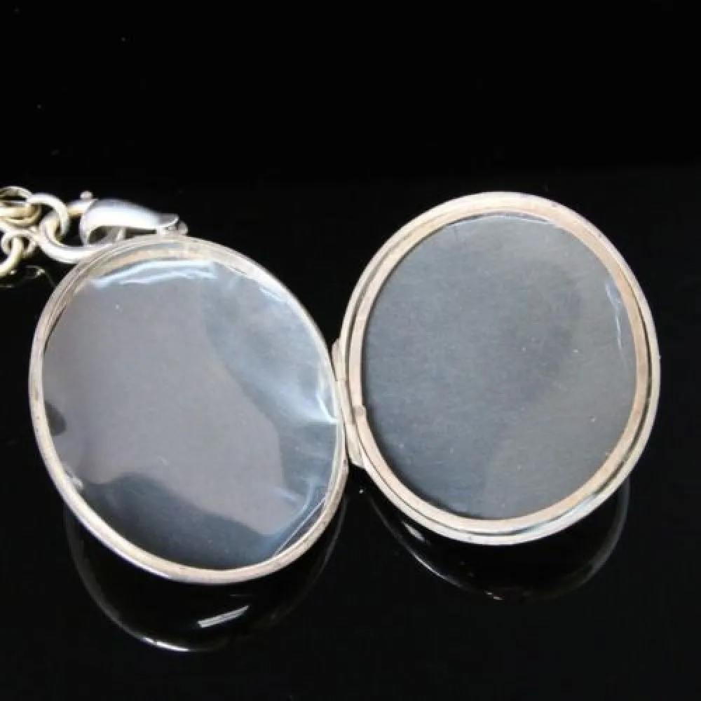 Antique Victorian Silver Gold Large Locket & Rope Twist Chain – Forget Me Not.