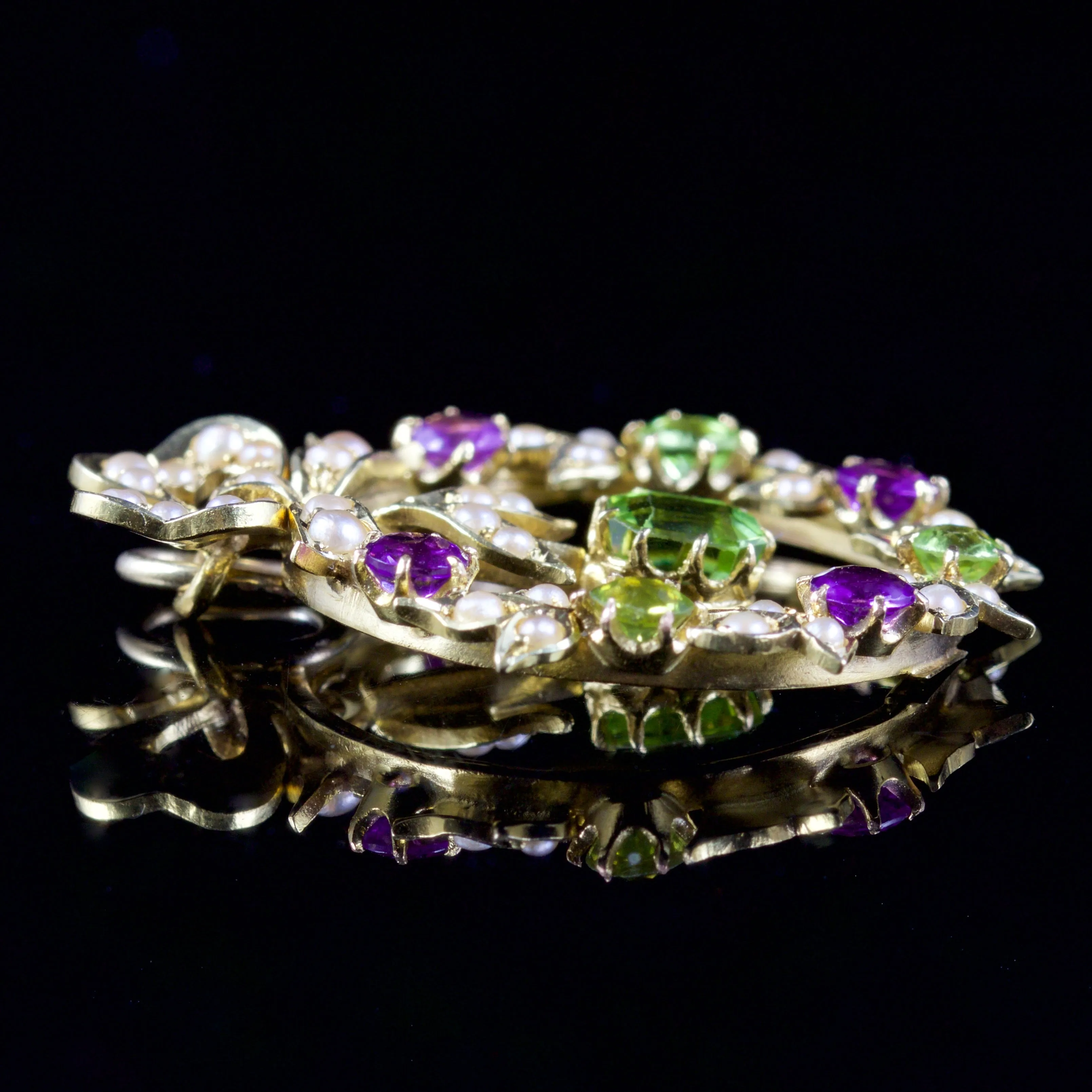 Antique Victorian Suffragette Bow Pendant 15Ct Gold Circa 1900