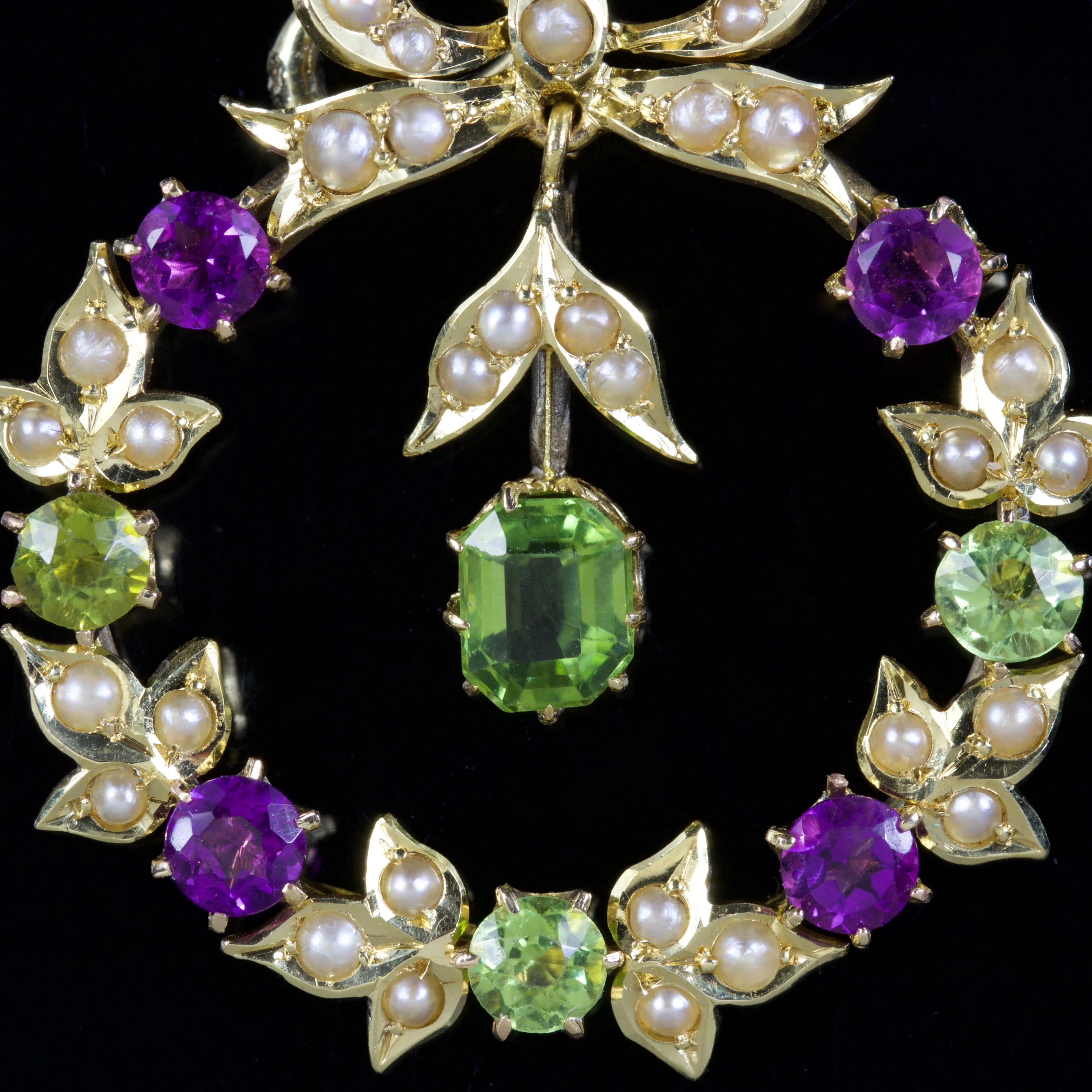Antique Victorian Suffragette Bow Pendant 15Ct Gold Circa 1900