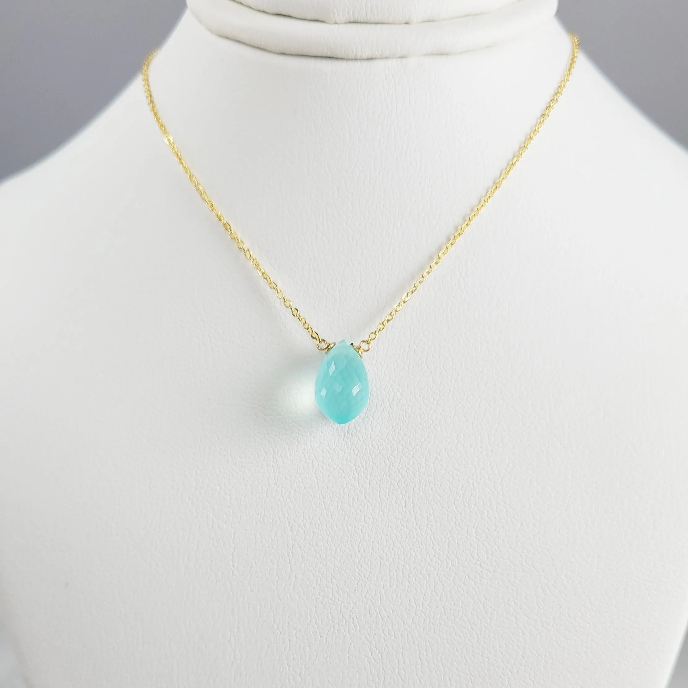 Aqua Chalcedony Conch Briolette Necklace