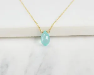 Aqua Chalcedony Conch Briolette Necklace