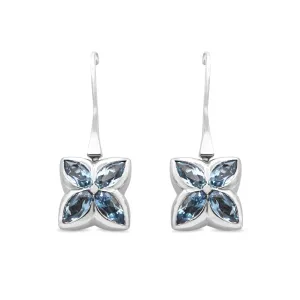 Aquamarine & Diamond Reversible Hook Drop Earrings - 18ct White Gold