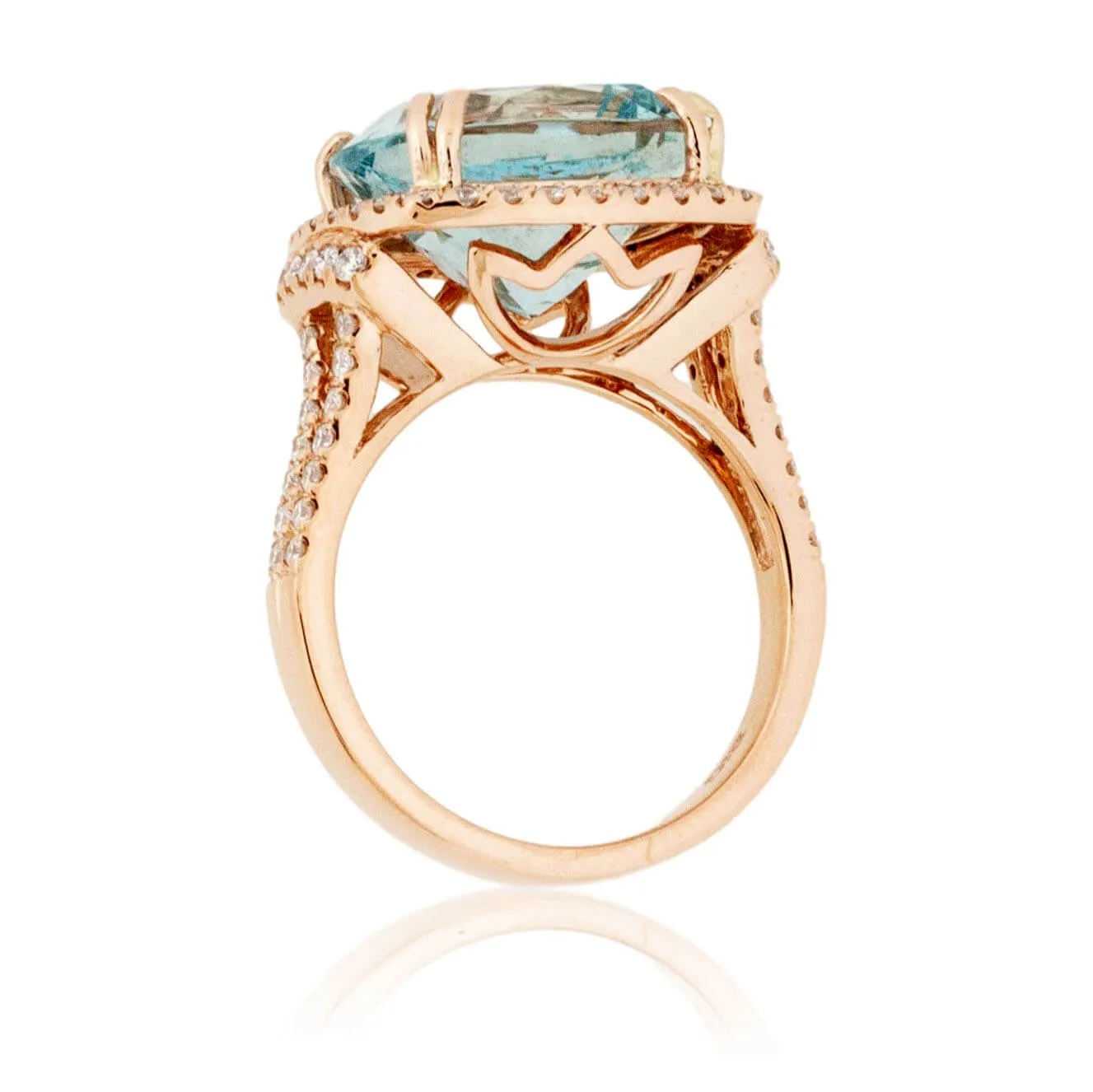 Aquamarine and Diamond Halo WOW Ring