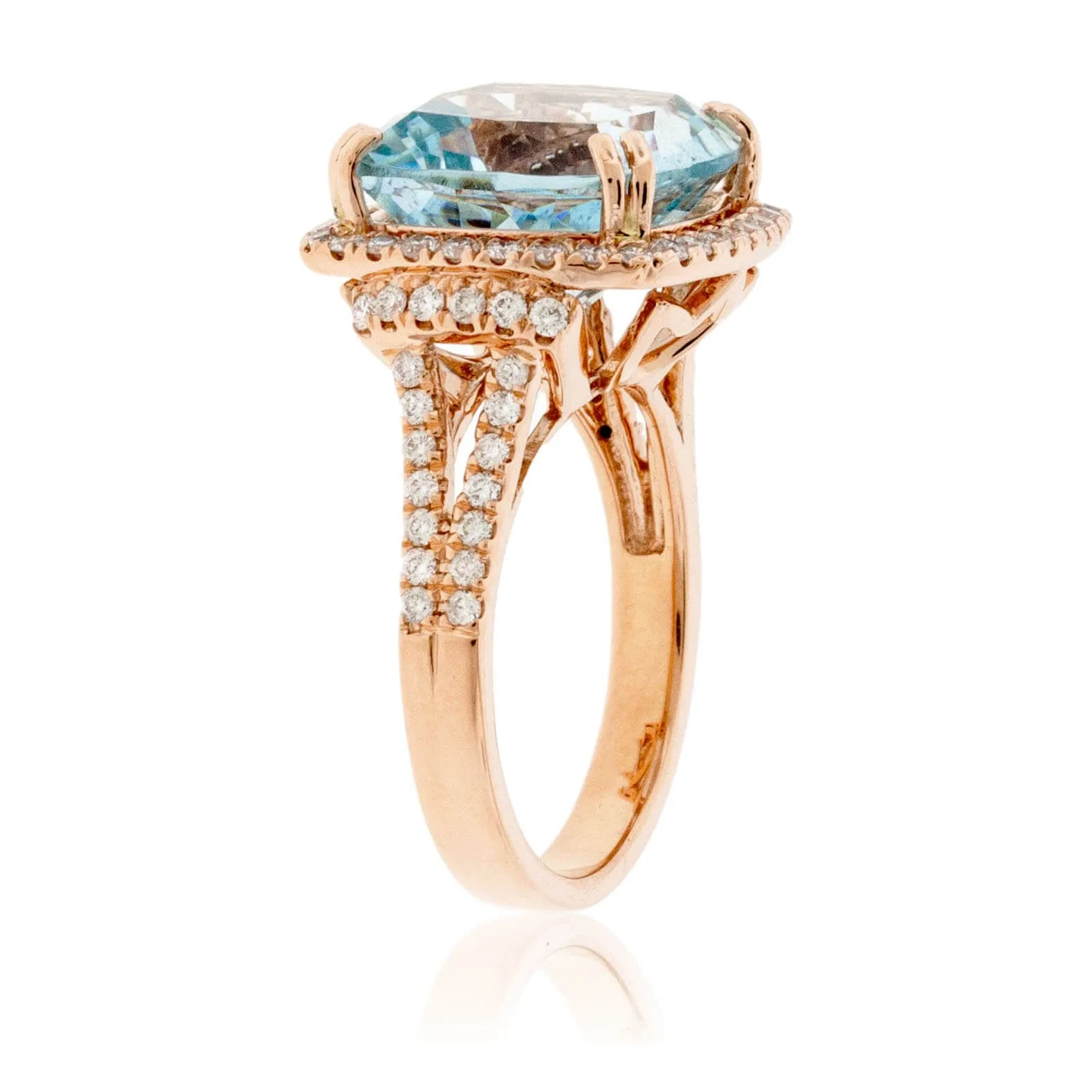 Aquamarine and Diamond Halo WOW Ring