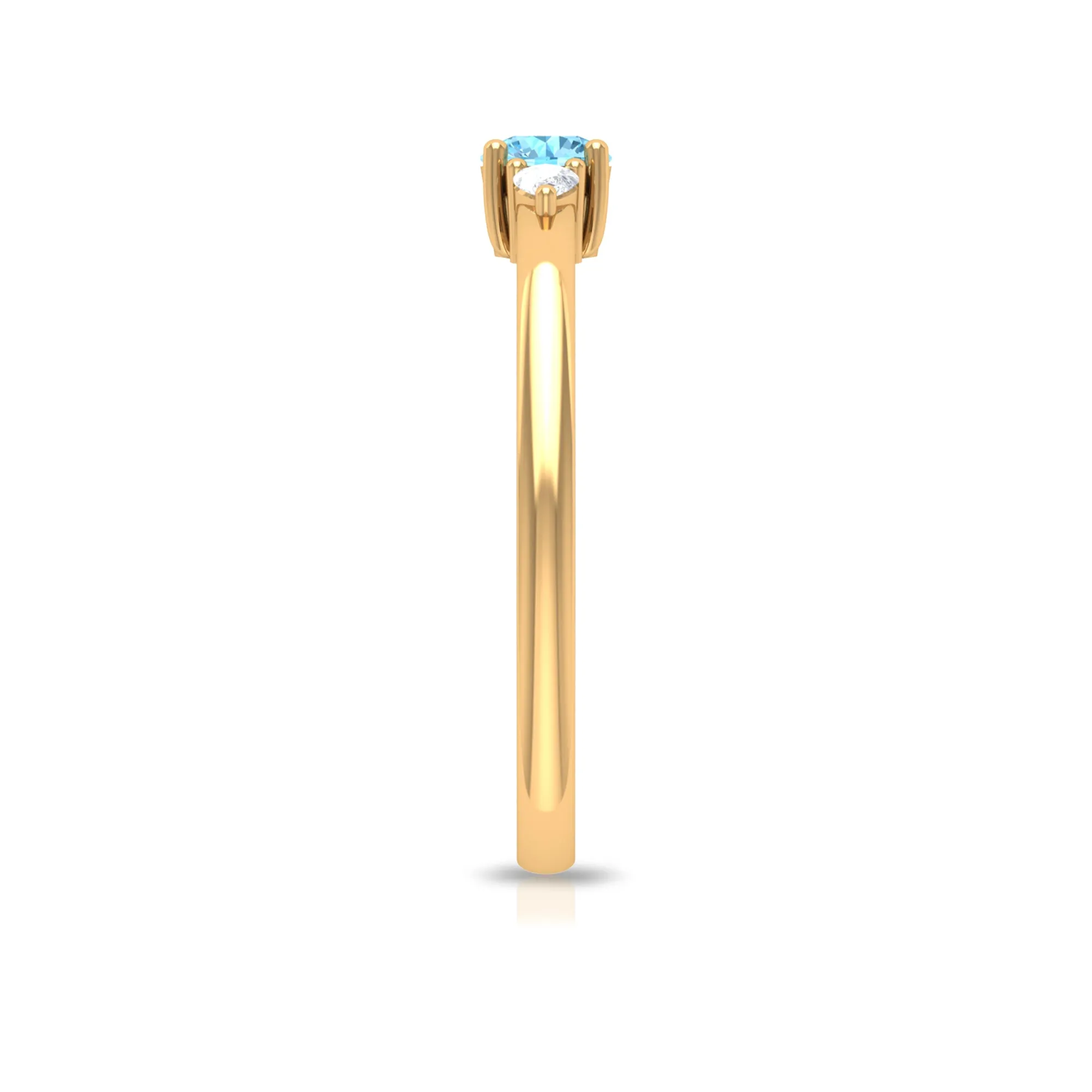 Aquamarine and Diamond Three Stone Promise Ring