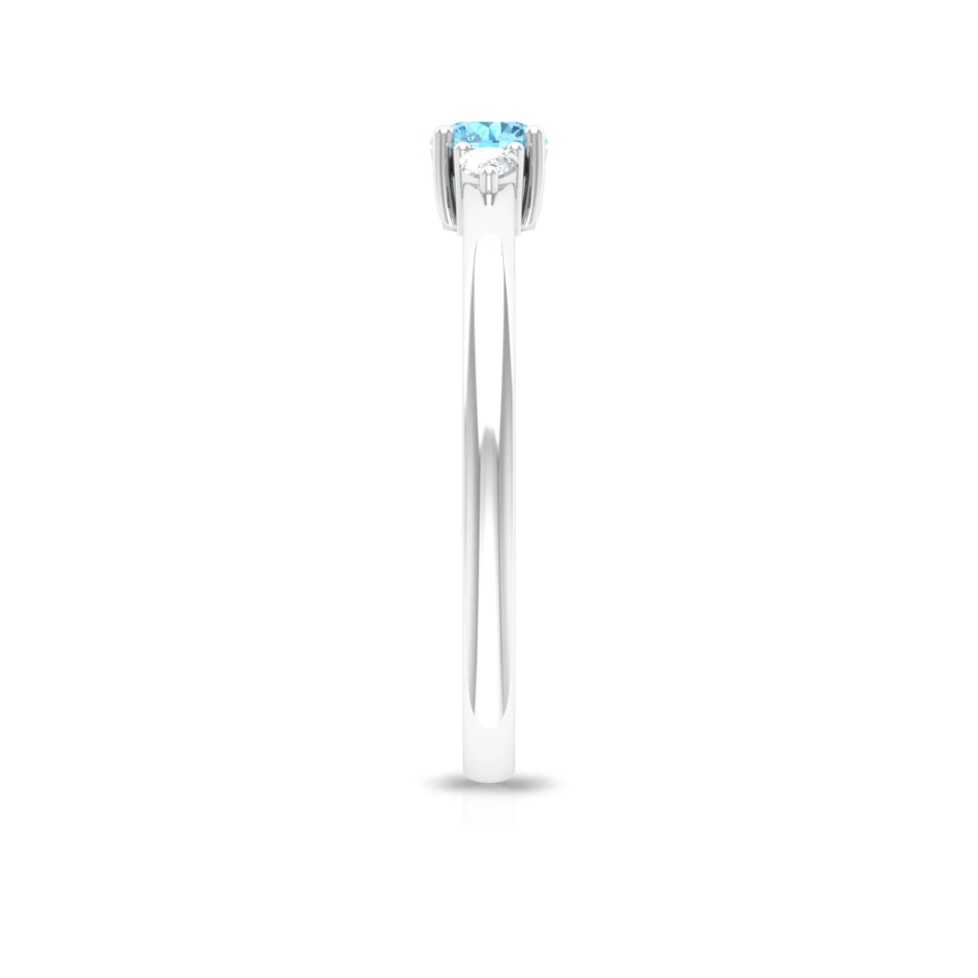 Aquamarine and Diamond Three Stone Promise Ring