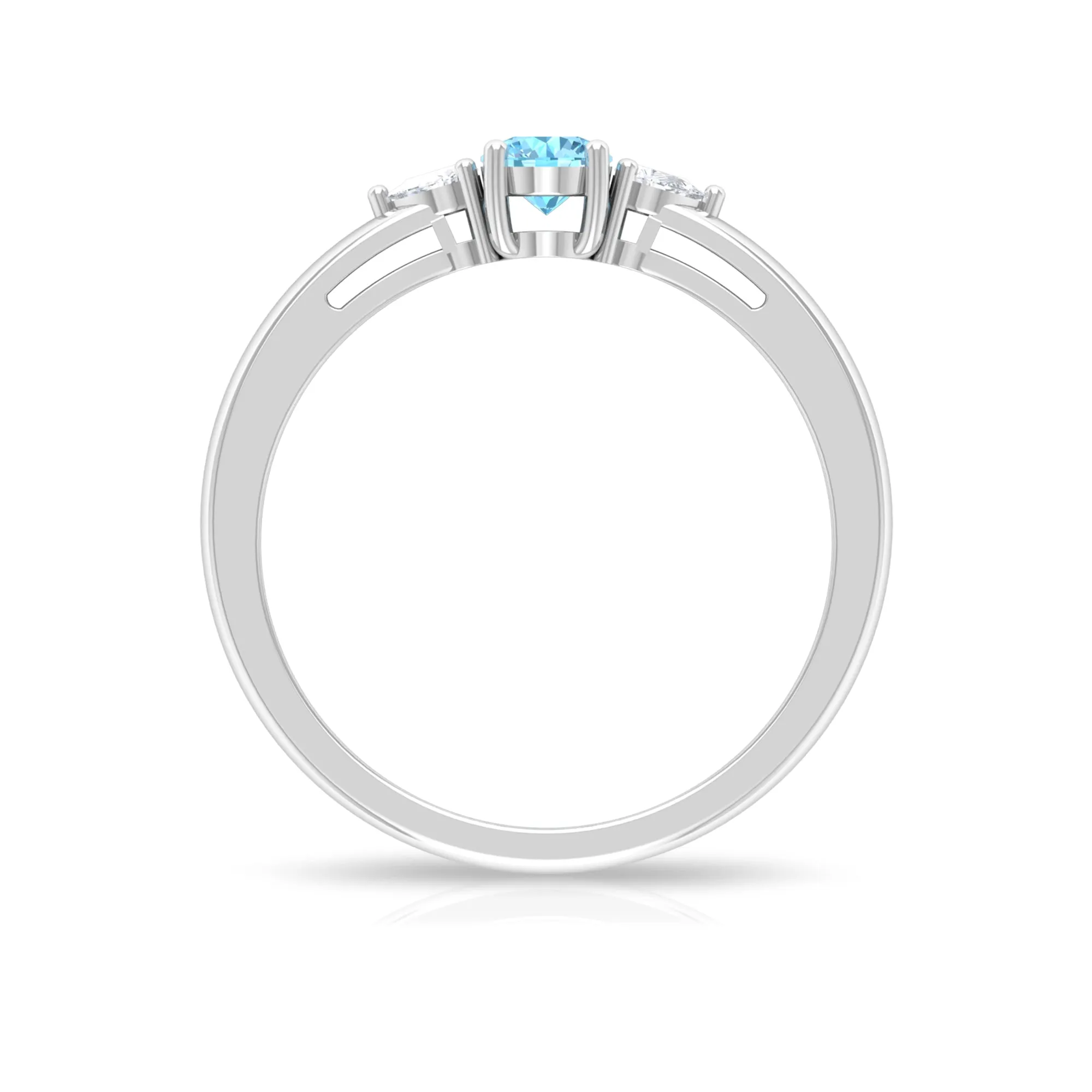 Aquamarine and Diamond Three Stone Promise Ring