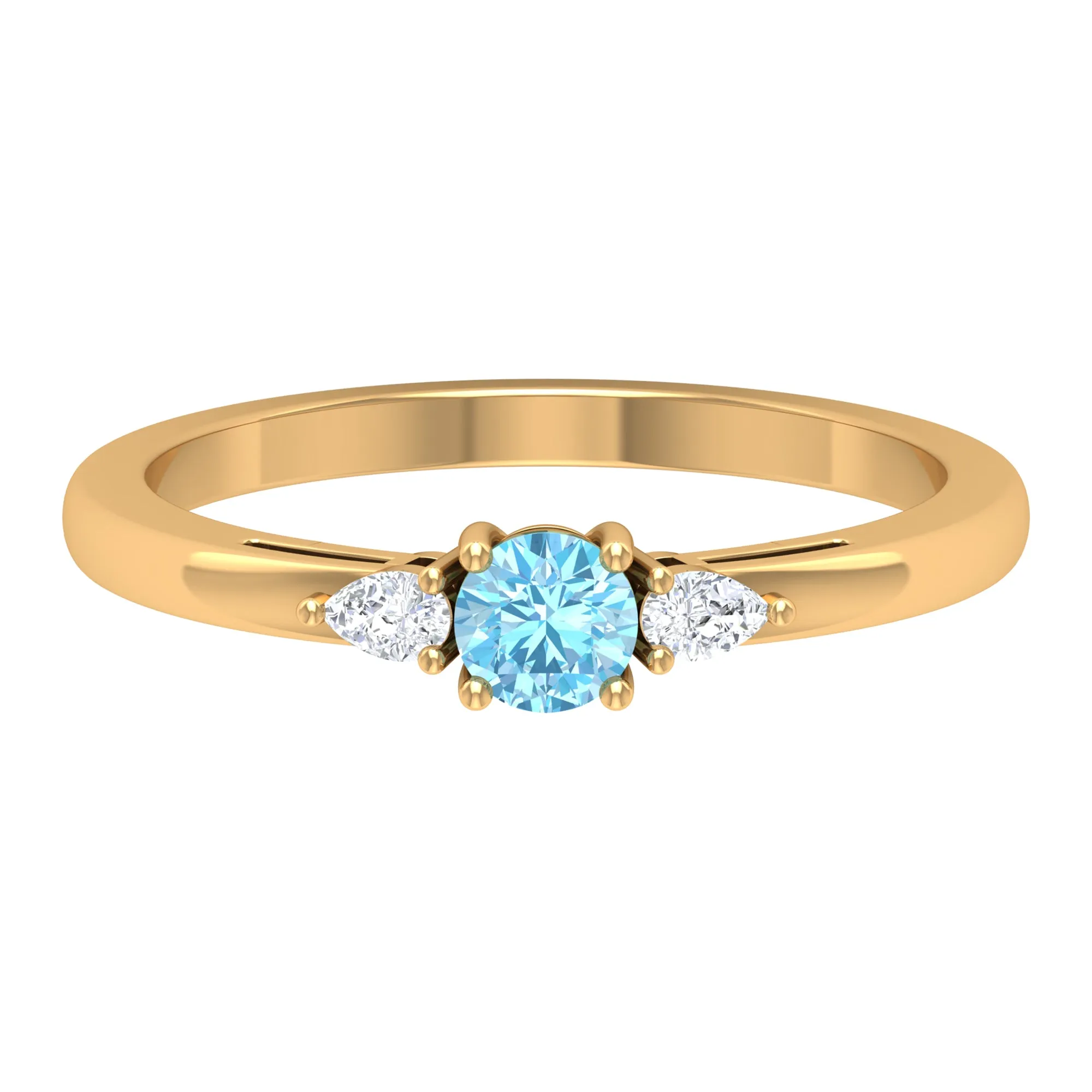 Aquamarine and Diamond Three Stone Promise Ring