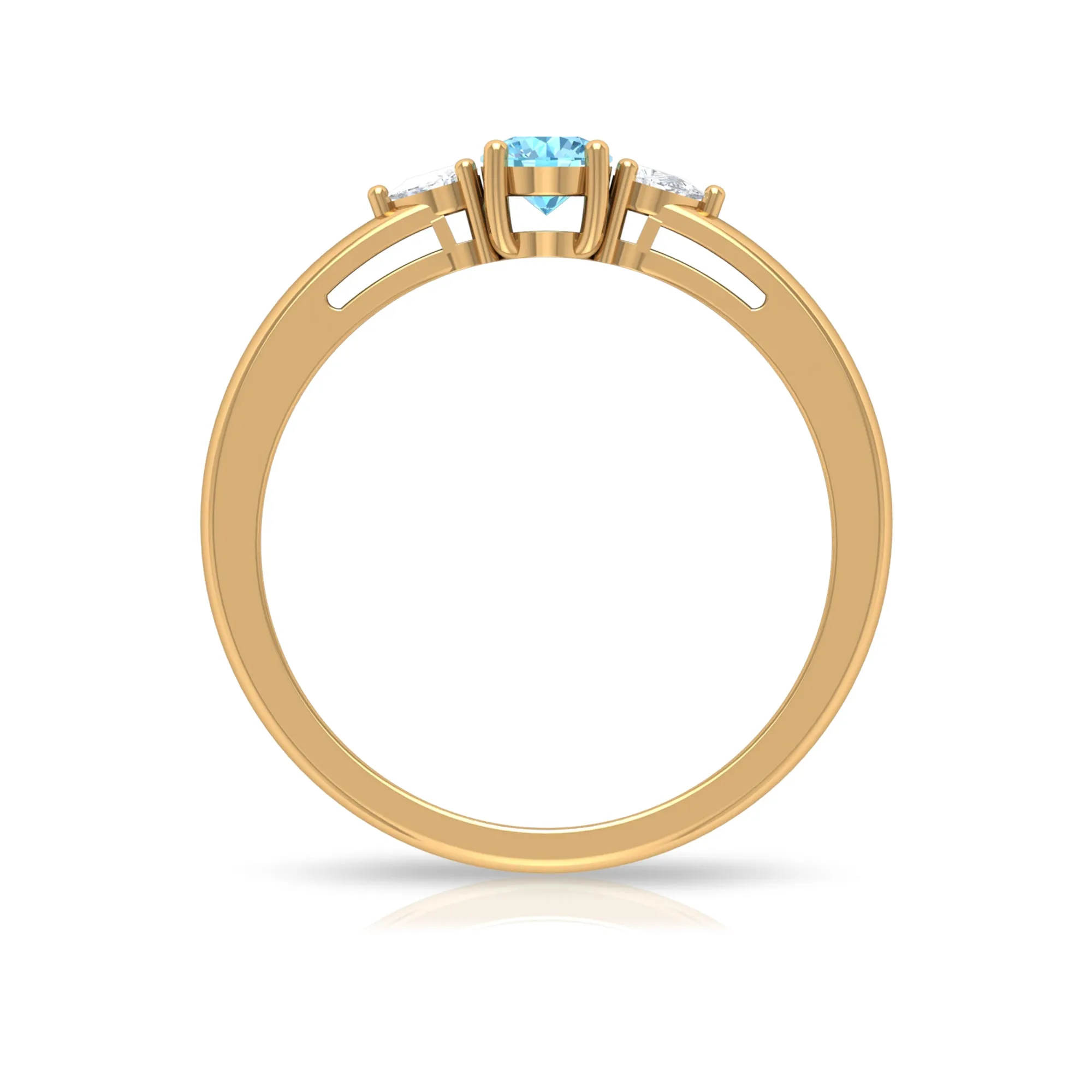 Aquamarine and Diamond Three Stone Promise Ring