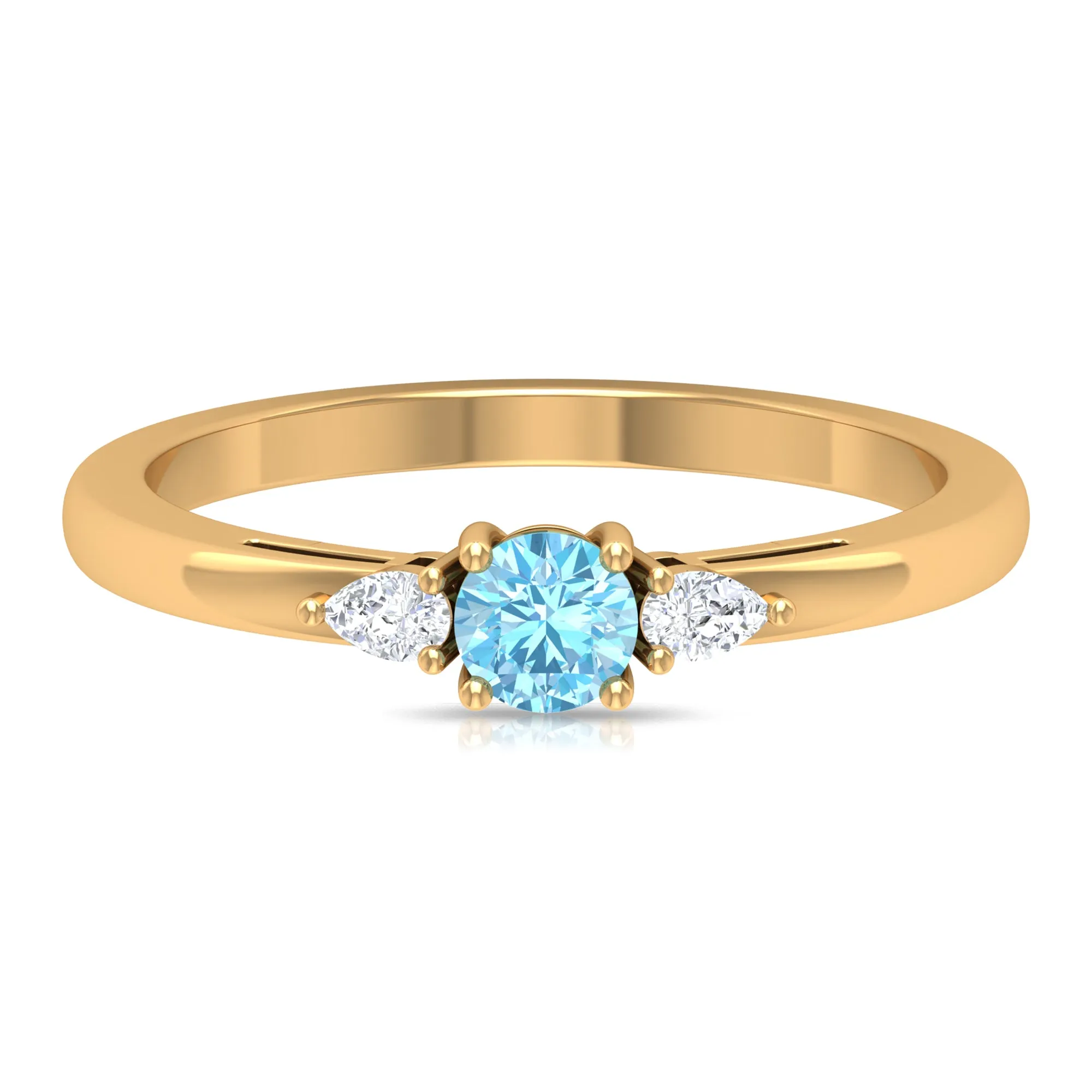 Aquamarine and Diamond Three Stone Promise Ring