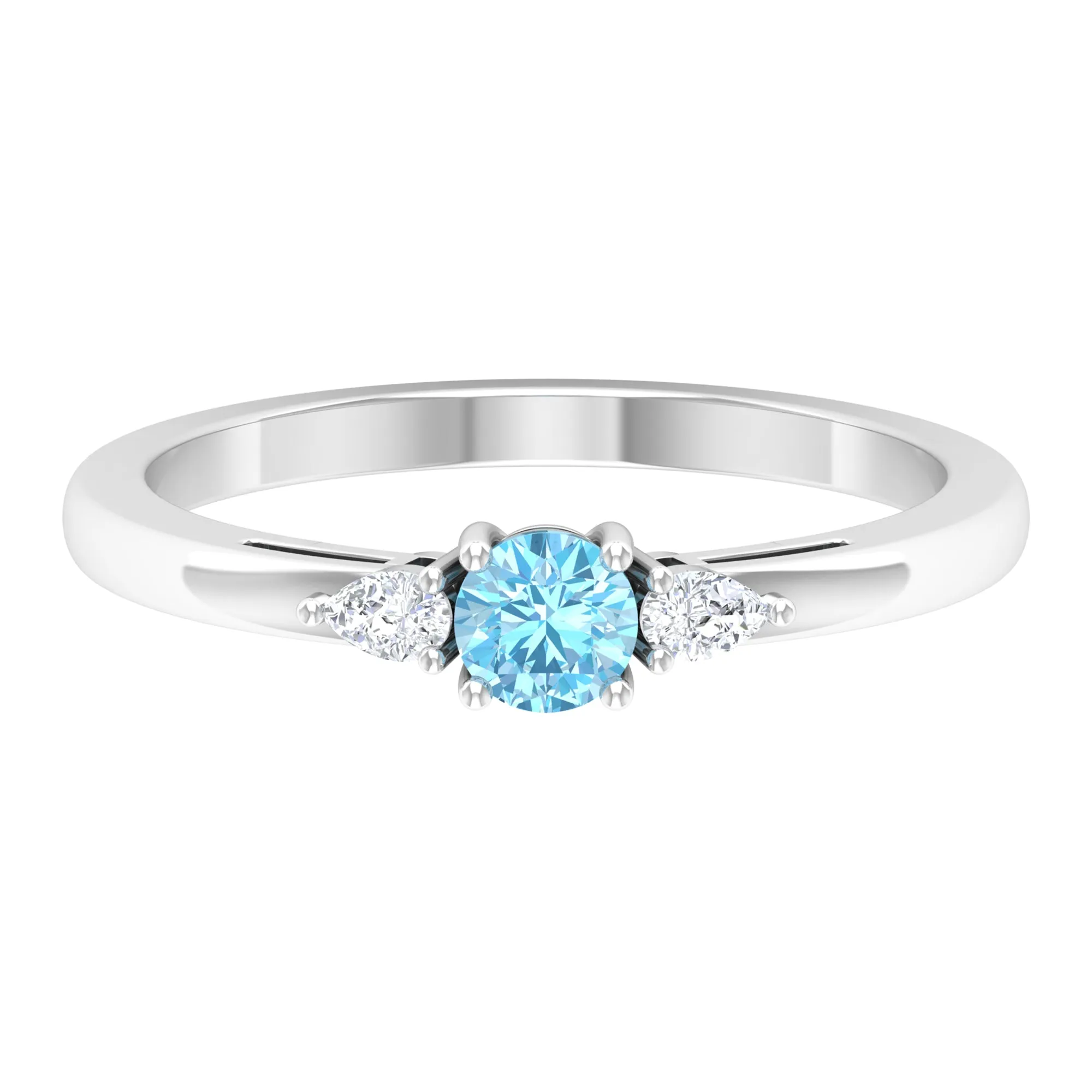 Aquamarine and Diamond Three Stone Promise Ring