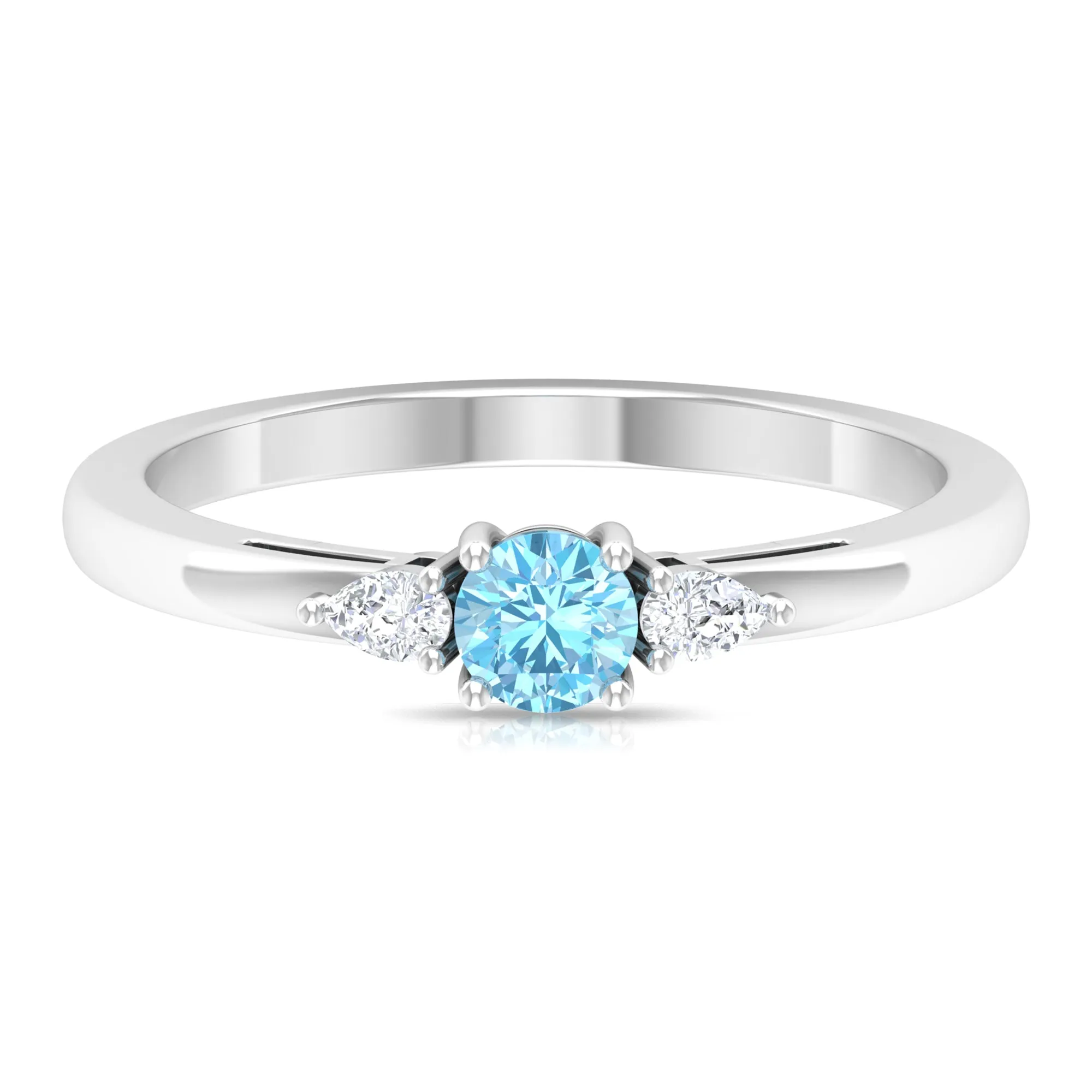 Aquamarine and Diamond Three Stone Promise Ring