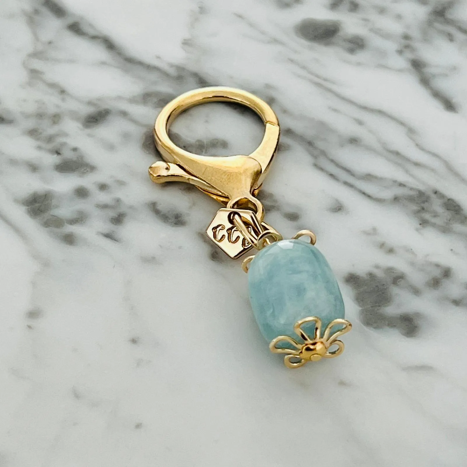 Aquamarine Bag Charm/ Key Ring